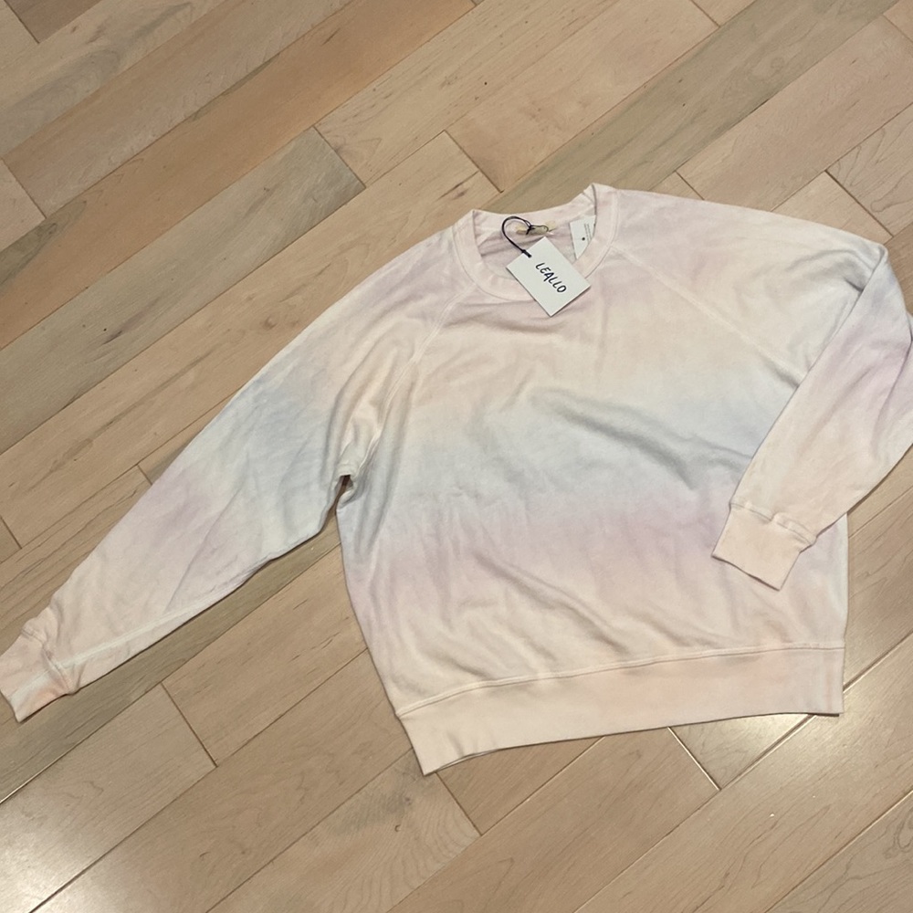 Leallo sale dune ombré crewneck soft cotton terry sweatshirt S